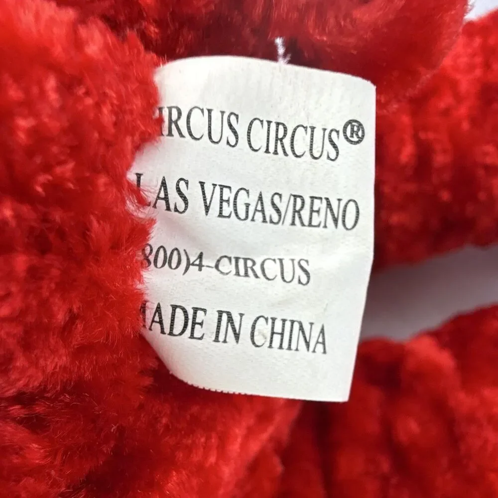Vintage Circus Circus Vibrant Red Teddy Bear Plush Stuffed Animal 11